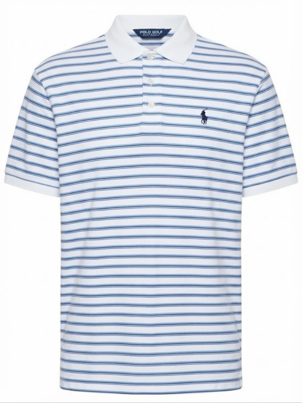 Polo Golf Striped Polo in White & Blue Size Large